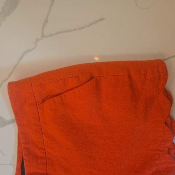 Cynthia Rowley Linen Cotton Scalloped Shorts Orange Womens Size 4 - Picture 3 of 6